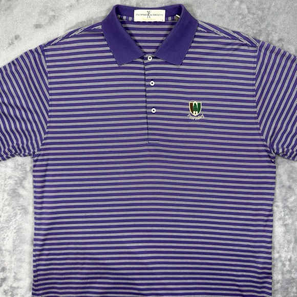 Fairway & Greene Other - Pine Valley Polo Shirt Large Purple White Striped Gold Club Fairway & Greene